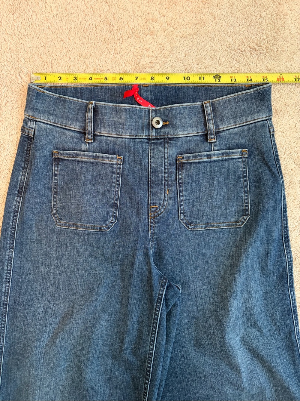SPANX SPANXshape™ EveryWear Cropped Wide Leg Jeans Women's Size M Blue Stretch - Picture 12 of 15